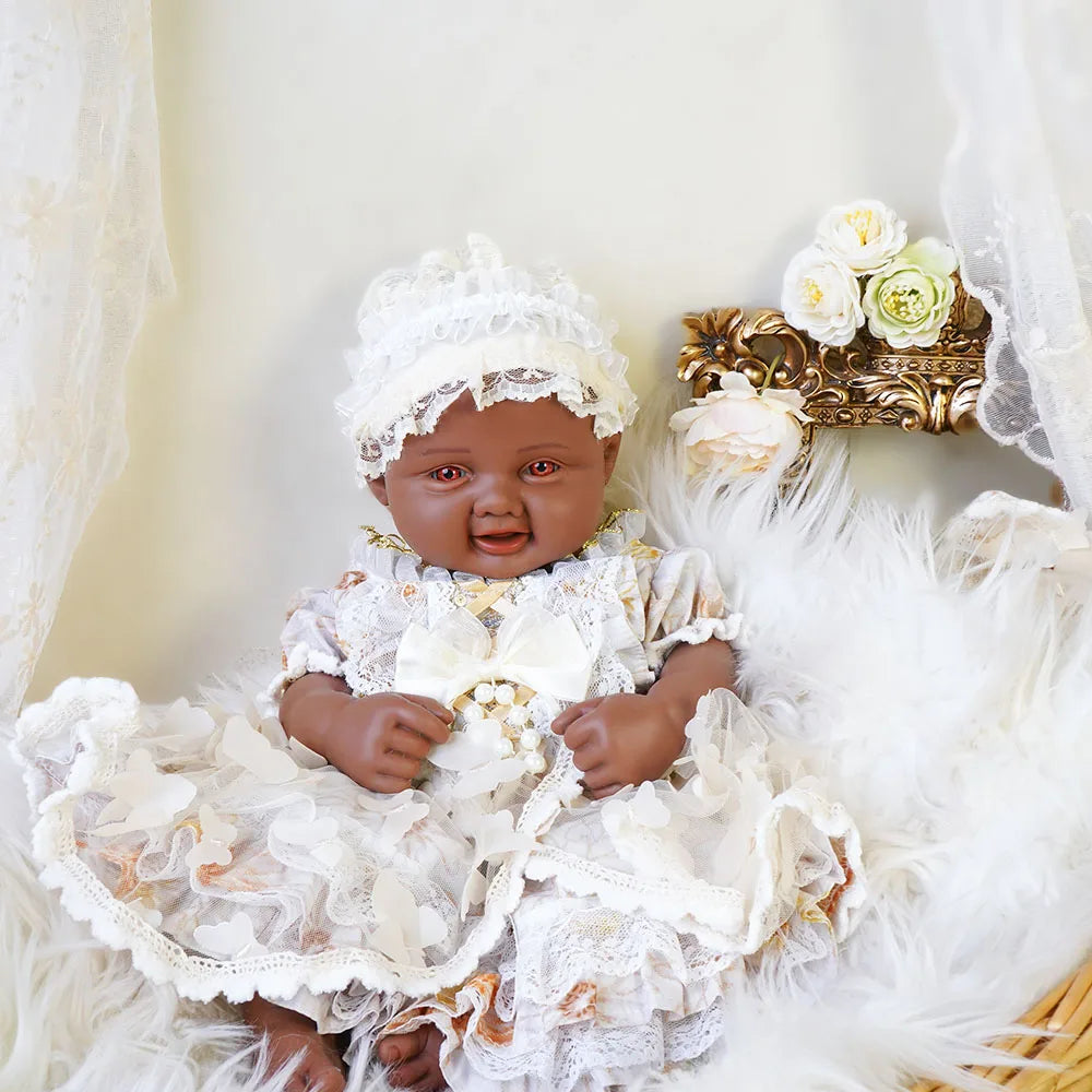 Waterproof Weighted Baby Girl 17.3" Lifelike Full Body Silicone Reborn Dolls Soft Handmade Newborn Dolls for Collector Gift