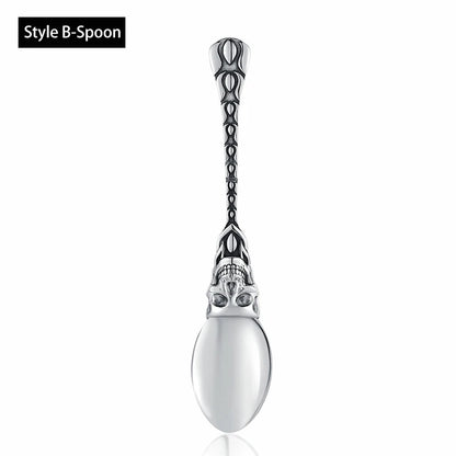 Creative Party Decor Fork and Spoon Set Skull Angel Mermaid Cutlery Stainless Steel Fork Spoon Halloween Party Dinner Cutlery