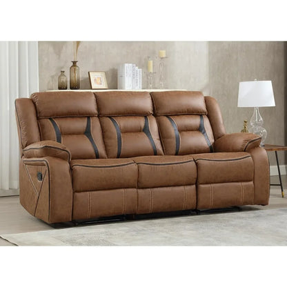 Minimalist faux leather manual reclining sofa, 3 seat recliner sofa chair, couch furniture for living room, furniture, meeting r