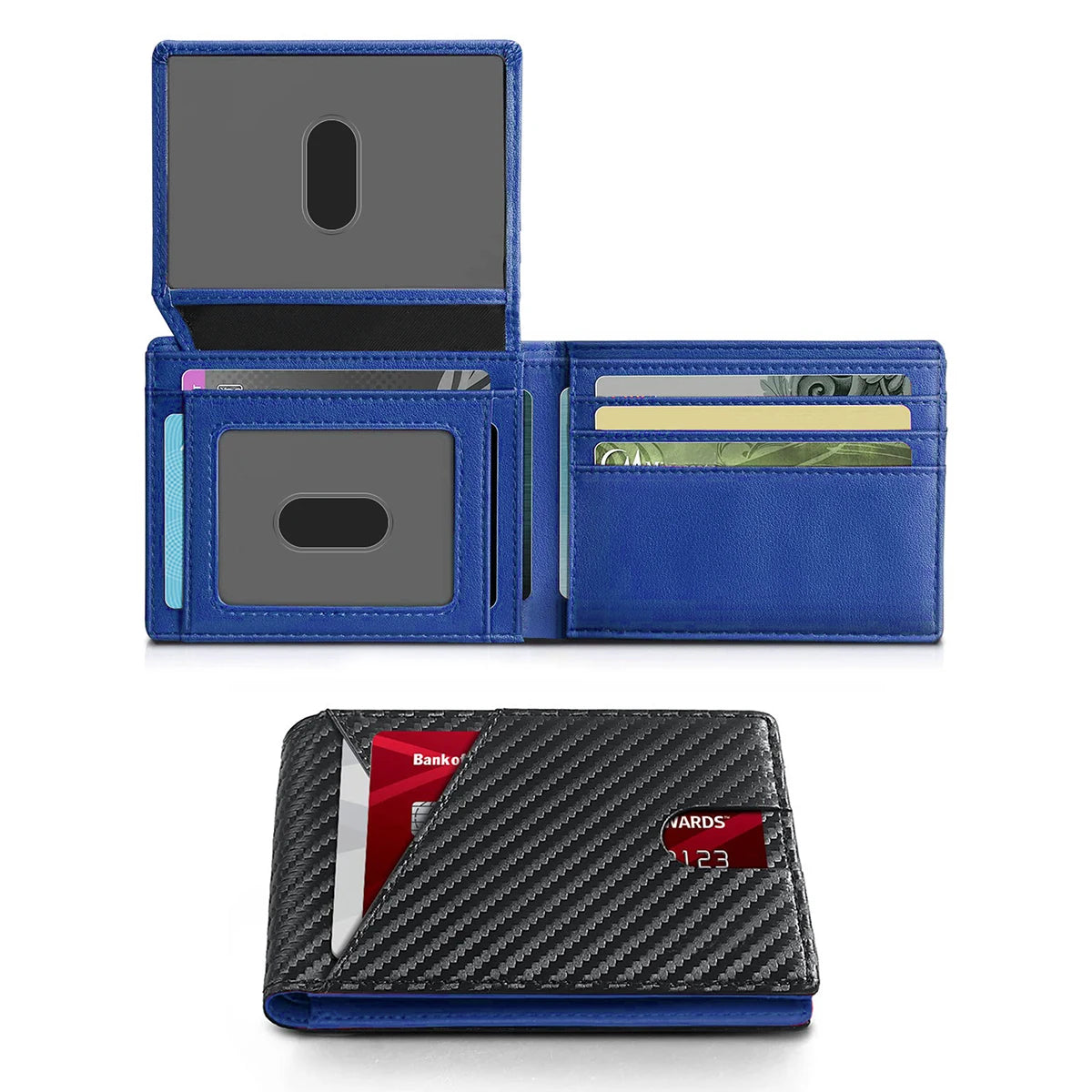 RFID Carbon Fiber Ultra-thin Trifold Wallet Simple Front Pocket Design Wallet Multi-function Portable 8 Card Slots Men's Wallet
