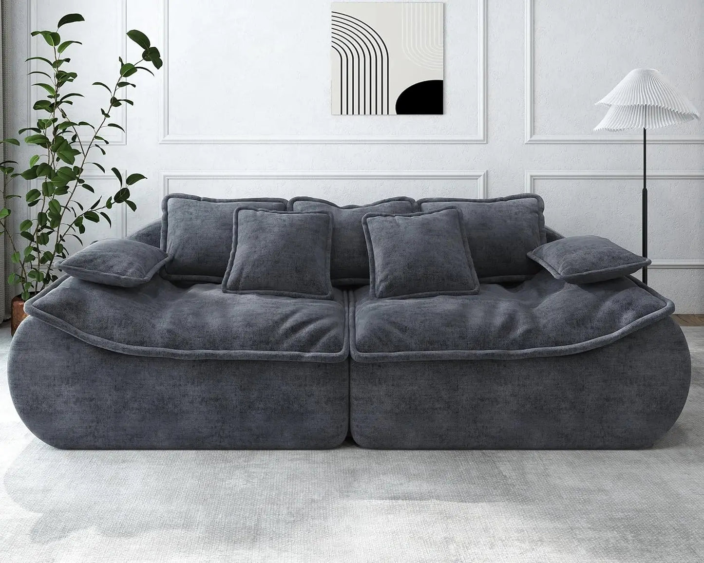 Sofa Couches 3-Seater Modular Sectional Sofa, 89''Comfy Loveseat with Throw, Deep Seat Small Sofa for Small Space, Customized