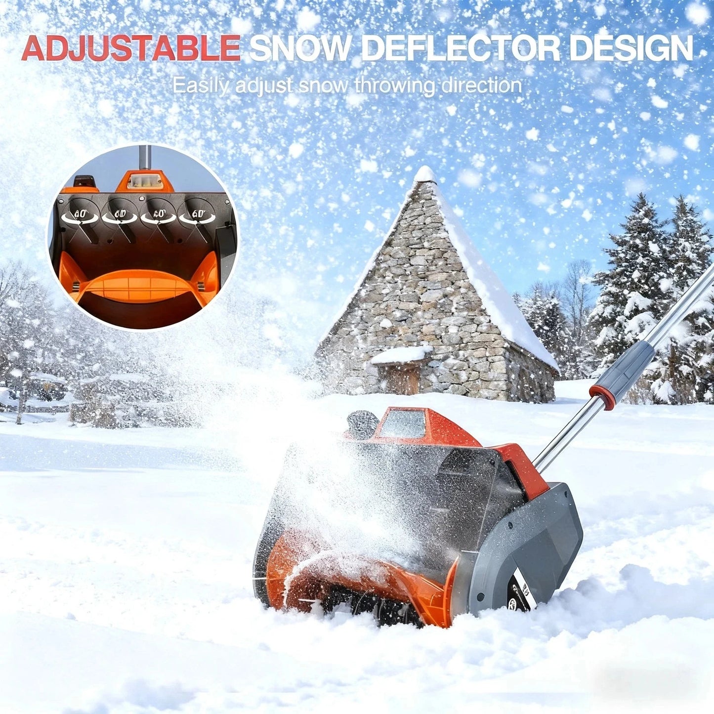 TaskStar Cordless Snow Blower w/LED Light 23 Ft Thrower Distance Electric Snow Shovel With 2 4.0Ah Batteries&Directional Plate