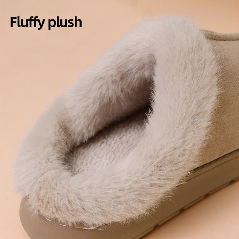 Winter Warm Plush Indoor Slippers for Women Men Non Slip Soft Sole Cotton Shoes Woman Cozy Thick Platform Fluffy House Slippers