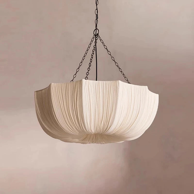 Nordic Minimalist Wabi Sabi Fabric Chandelier Living Dining Room Bedroom Pendant Lamp Lustre RestaurantBar Hanging Light Fixture