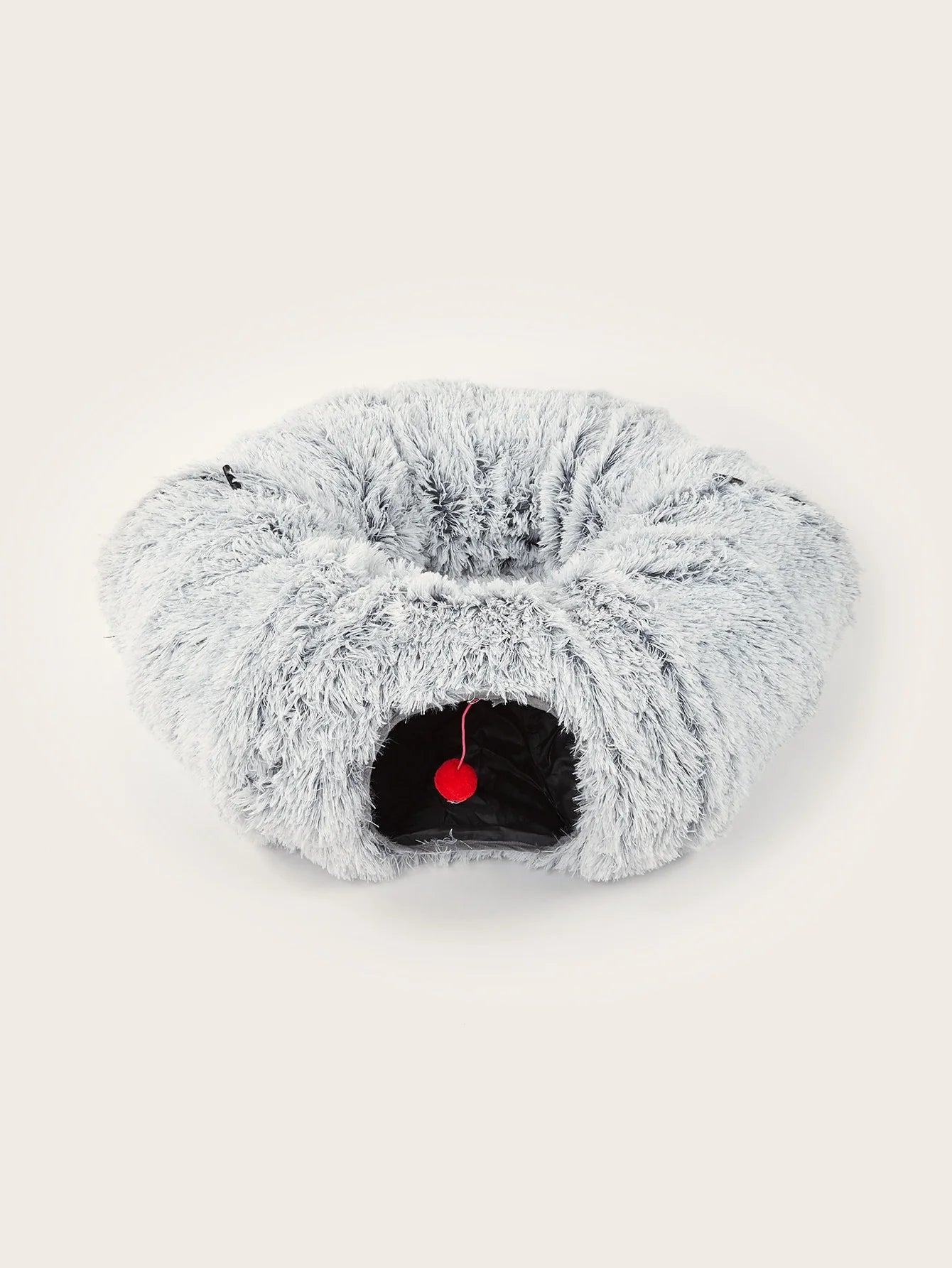 Plush Cat Bed with Tunnel for Indoor Cats, Multifunctional Cat Tunnel Bed with Peephole, Fluffy Donut Cat Bed with Tunnel