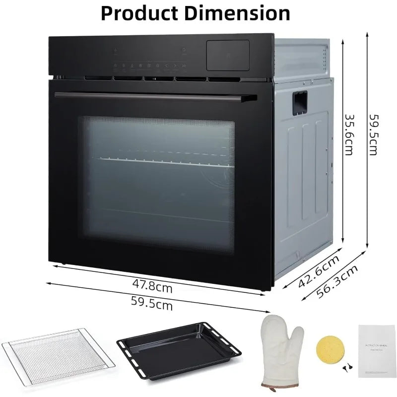 Single Wall Oven 24" Built-In Electric Ovens with 8 Baking Modes, 108 Automatic Recipes, 2.5 Cu. Ft Convection Wall Oven