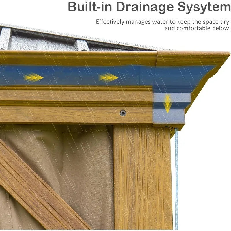 14' X 20' Hardtop Gazebo Large Outdoor Metal Gazebo with Galvanized Steel Double Roof Canopy, Garden