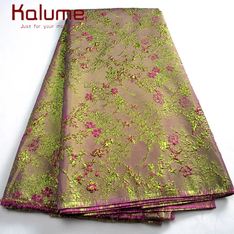 Kalume African Brocade Jacquard Lace Fabric 2025 High Quality Gilding Lace Fabric Ship From U.S. 2-5Days for Sewing Dress F3464