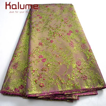 Kalume African Brocade Jacquard Lace Fabric 2025 High Quality Gilding Lace Fabric Ship From U.S. 2-5Days for Sewing Dress F3464