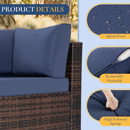 7 piece outdoor wicker patio furniture set, rattan sectional sofa couch, patio conversation set with cushion & coffee table, fo