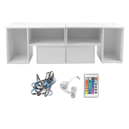 Board TV Cabinet Stand Panel Set with LED Light Drawer Durable High Quality Easy Using Brand New Living Room Home Furniture
