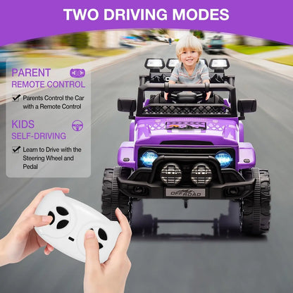 Kids Electric Ride-on SUV Toys with 2.4g Remote Control MP3 Bluetooth USB Front & Back Lights Sound Steering Wheel for 3-6 Years