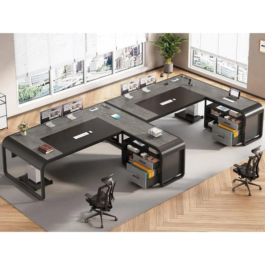 Executive Desk,Office Desk with File Drawer,Desk with Drawers,Computer Desk with Mobile CPU Stand,Storage Shelves,Customized