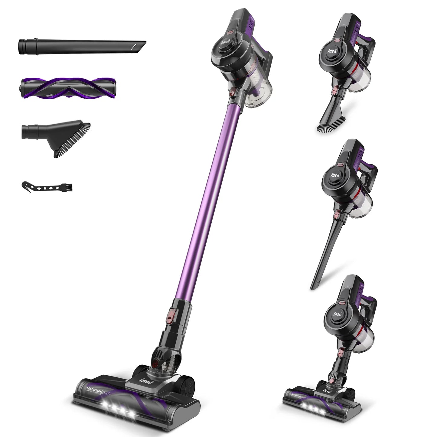 INSE N650 Cordless Vacuum Cleaner 4-in-1 Stick Vacuum Cleaner 160W Rechargeable Battery Up to 45mins Runtime for Household Clean