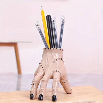 1Pc Hand Shaped Resin Pen Holder  Durable Portable And Stylish Storage Holder For Pencil Pen And Stationery Makeup Brush Storage