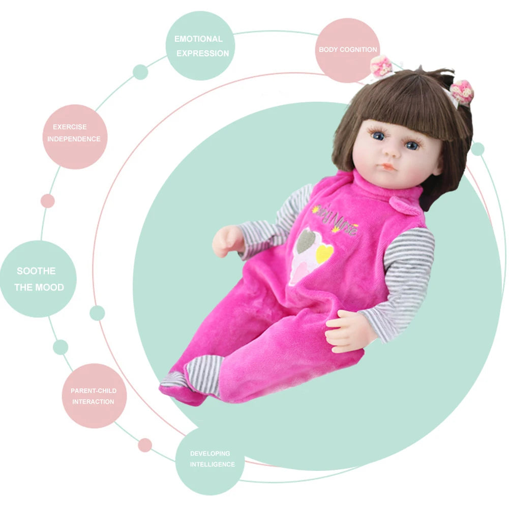42CM Baby Reborn Doll Toys For Girls Sleeping Accompany Doll Realistic Lifelike Soft Toddler Bebe Reborn Birthday Present Gifts
