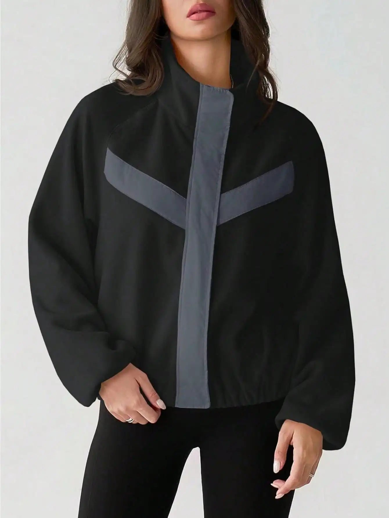 Women's Coquette Aesthetic Sherpa Cropped Jacket, Fuzzy Fleece Zip-Up with Stand Collar & Pockets, Fall Winter Coats