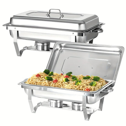 4 Pack 8QT Chafing Dish Buffet Set Stainless Steel Food Warmer Chafer Complete  Chafing Fuel Holder for Party Catering,