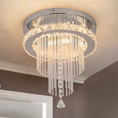 Modern Crystal Chandelier Ceiling Lamp Led Pendant Light Stainless Steel Fixture Aisle Lustre Dining Room Living Room Home Decor