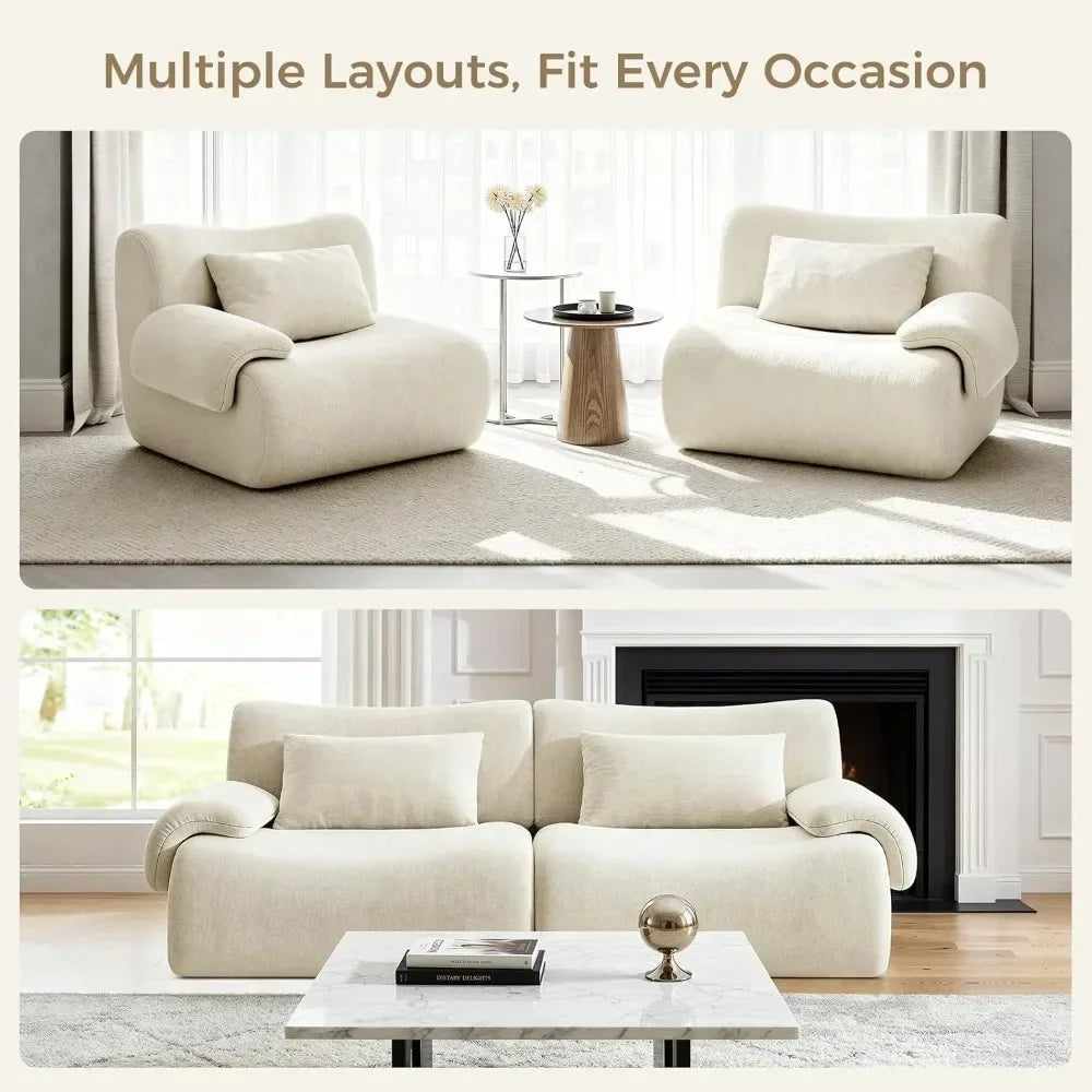 79" Boneless Cloud Couch, Modular Sectional Sofa with Throw Pillows, Deep Seat Sectional Sofa 2 Seater for Living Customized