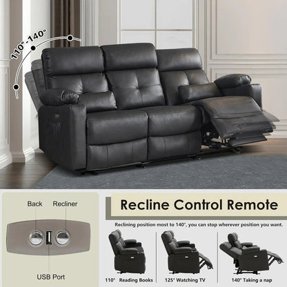 Power Reclining Sofa with Heat and Massage, Electric Reclining Couch with Extended Footrest, Wall Hugger Recliner, Customized
