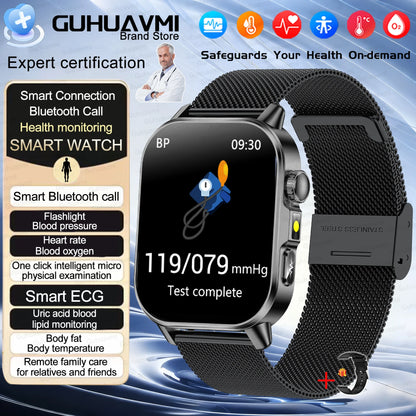 2026 New AI Health Diagnosis Smart Watch Body Analysis Uric Acid Blood lipids ECG+PPG Blood pressure call Smart watch Men Women