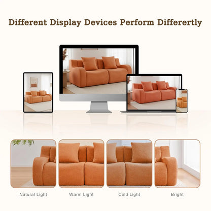 115" Modular Boneless Sectional Sofa, L-Shape Boneless Couch for Living Room and Apartments, 32D High Density, Customized