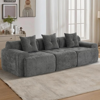 101.65” Modular Sectional Couch for Living Room, 3-Seater Cloud Sofa with Deep Seat, Woven Texture Upholstery, Customized