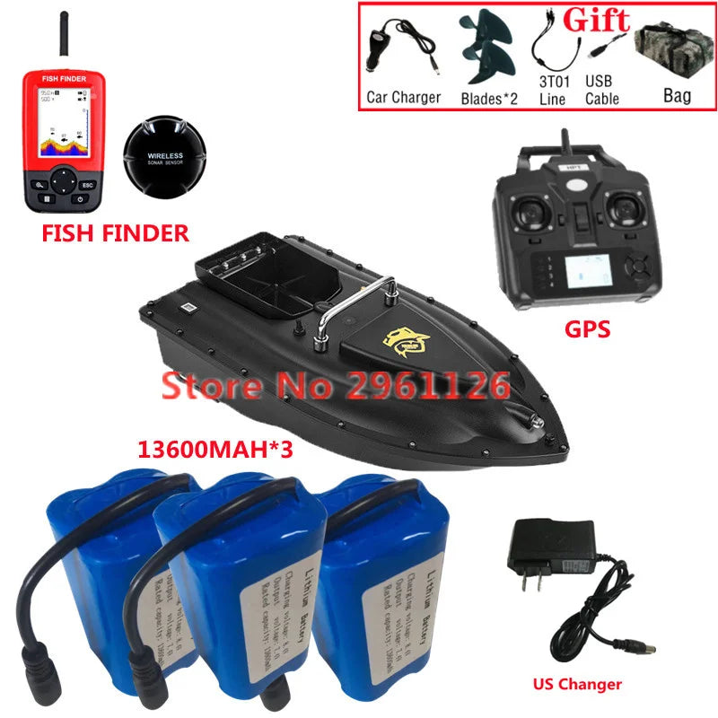 600M GPS Sonar Fish Exploration High Speed Remote Control Bait Boat Model 1.5KG 16GPS Constant Speed Cruise RC Bait Boat Model
