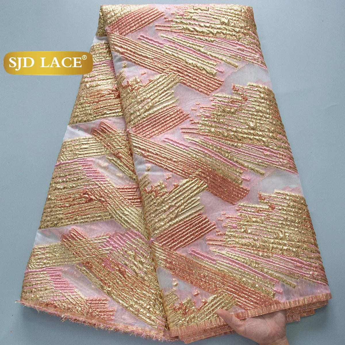 SJD LACA African Brocade Lace Fabrics 2025 High Quality Tulle Damask Nigerian Jacquard French Lace For Sewing Women Dresses 3830