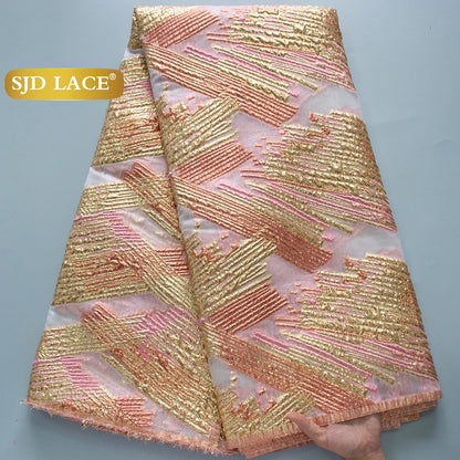 SJD LACA African Brocade Lace Fabrics 2025 High Quality Tulle Damask Nigerian Jacquard French Lace For Sewing Women Dresses 3830