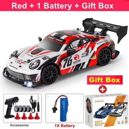 RC Drift Car 4WD Remote Control High Speed Racing Vehicle with LED Lights 2.4GHz Radio 4x4 Off-Road Truck Toy for Children Kids