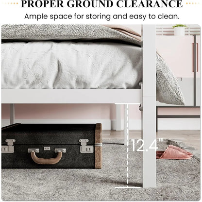 SHA CERLIN Canopy Bed Frame Full Size/Mattress Foundation with Metal Slats Support/No Box Spring Needed/Easy Assembly/White