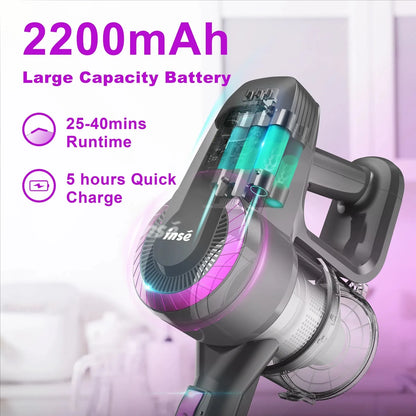 INSE Cordless Vacuum Cleaner 20Kpa Powerful Stick Vacuum 6 in 1 Lightweight Handheld Vacuum Cleaners for Pet Hair HardFloor N370