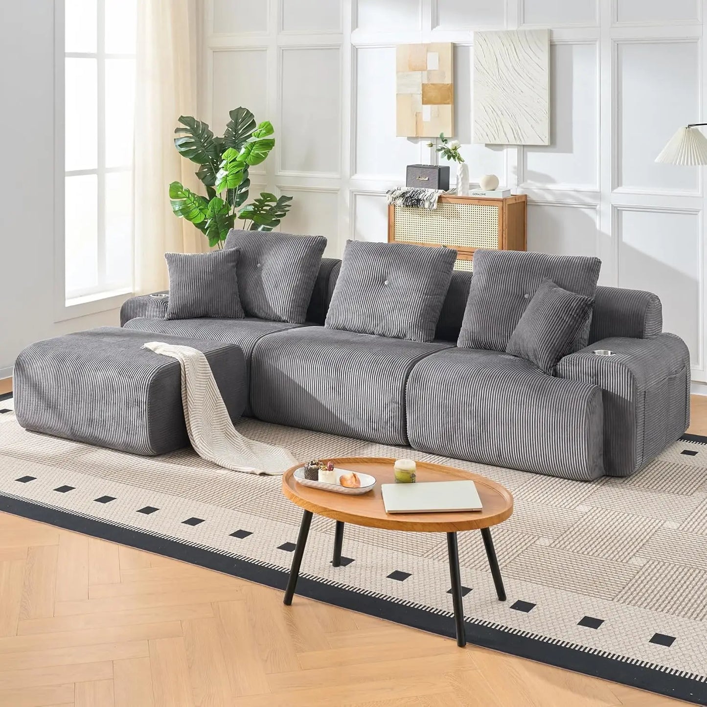 118" Cloud Couch Sectional,Boneless Couches for Living Room,Chenille Memory Foam Couch,Modular Sectional Sofa with, Customized
