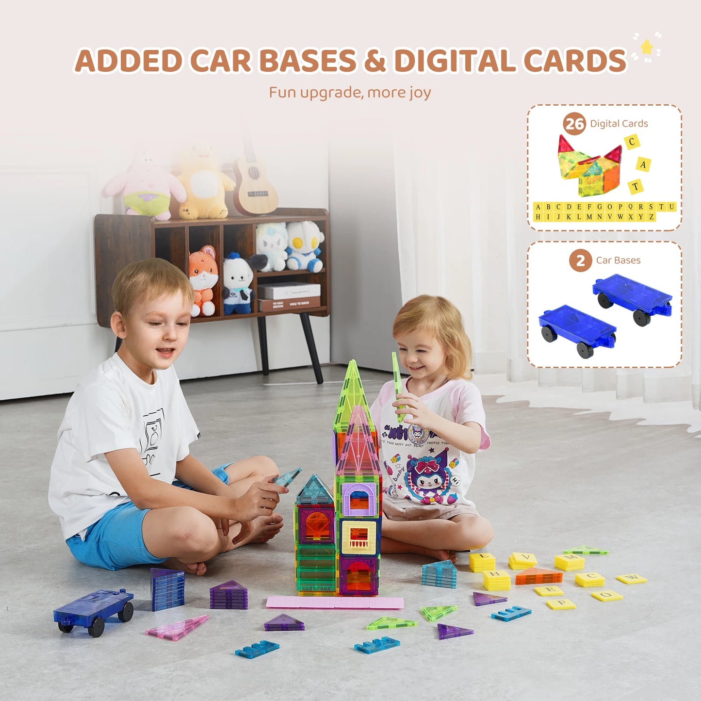 SucceBuy 121PCS Magnetic Building Blocks Set Construction Puzzle Magnetic Sheet Tiles Boys Girls Children Montessori Toys Gifts