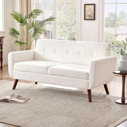 65" W Loveseat Sofa, Mid Century Modern Decor Love Seat Couches for Living Room, Button Tufted Upholstered Small Couch