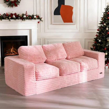 3 Seater Couch for Living Room, Boneless Couch with Tufted Cushion & Backrest, Upholstered Floor Sofa, Sofa in A, Customized