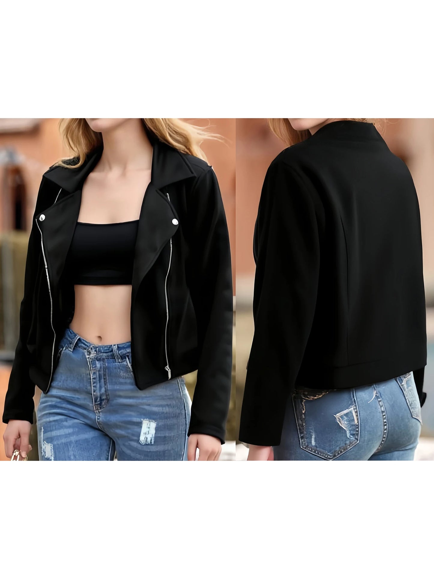 Women s Fall Plus Size Coat Lapel Long Sleeve Printed Zip Up Embellished Jacket with Pockets