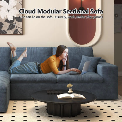 107'' L-Shaped Modern Modular Sectional Sofa Cloud Couch 4-Seat Chenille Deep-Seat Living Room Couch with Pillow Customized