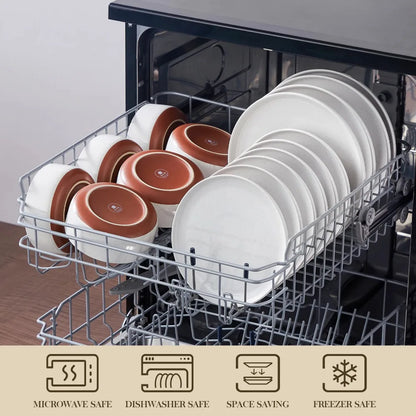 MALACASA TARA 18 Piece Stoneware Dinner Set Ceramic Tableware Layered Glaze Dinnerware Set with 6PCS Dinner Plate/Dessert/Bowl