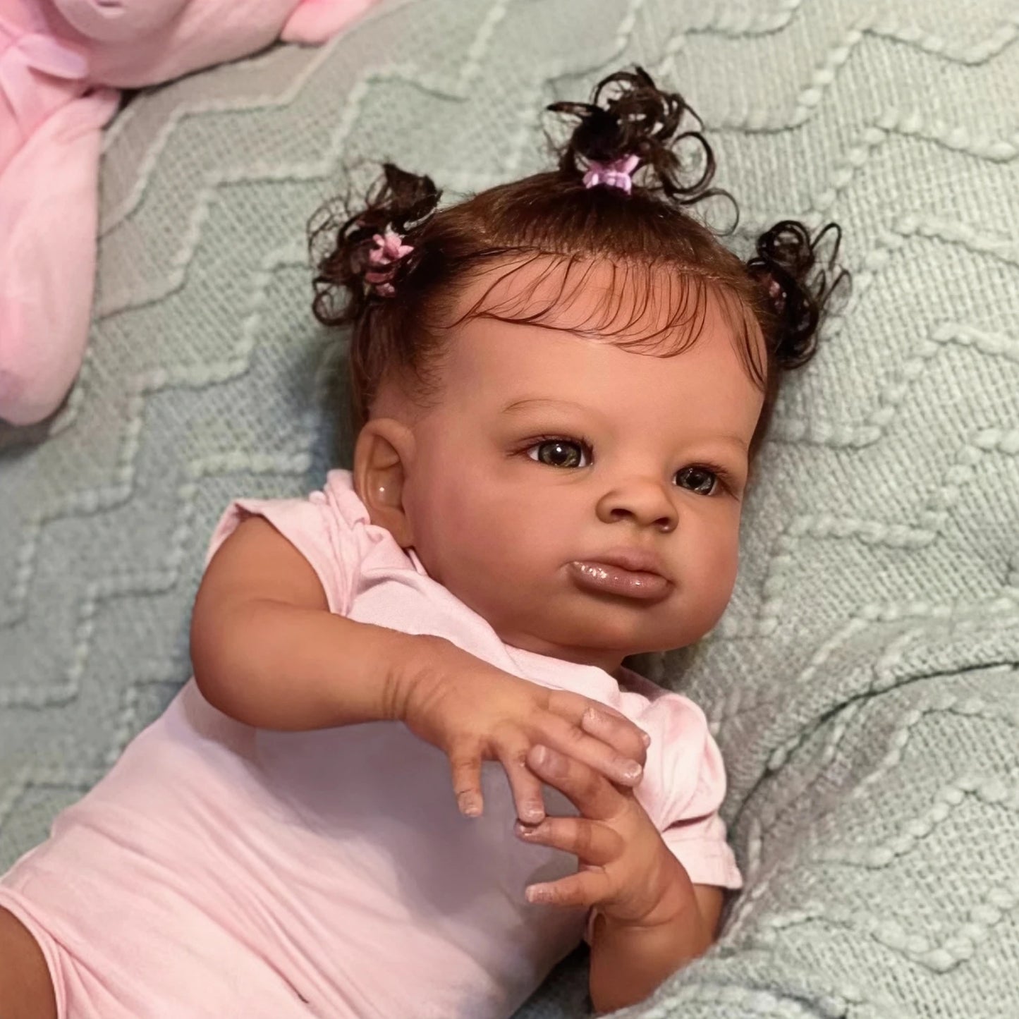 Risbecko 20 Inch Lifelike Black Reborn Baby Doll - African American Soft Cloth Body Doll - Birthday Gift/Christmas Gift