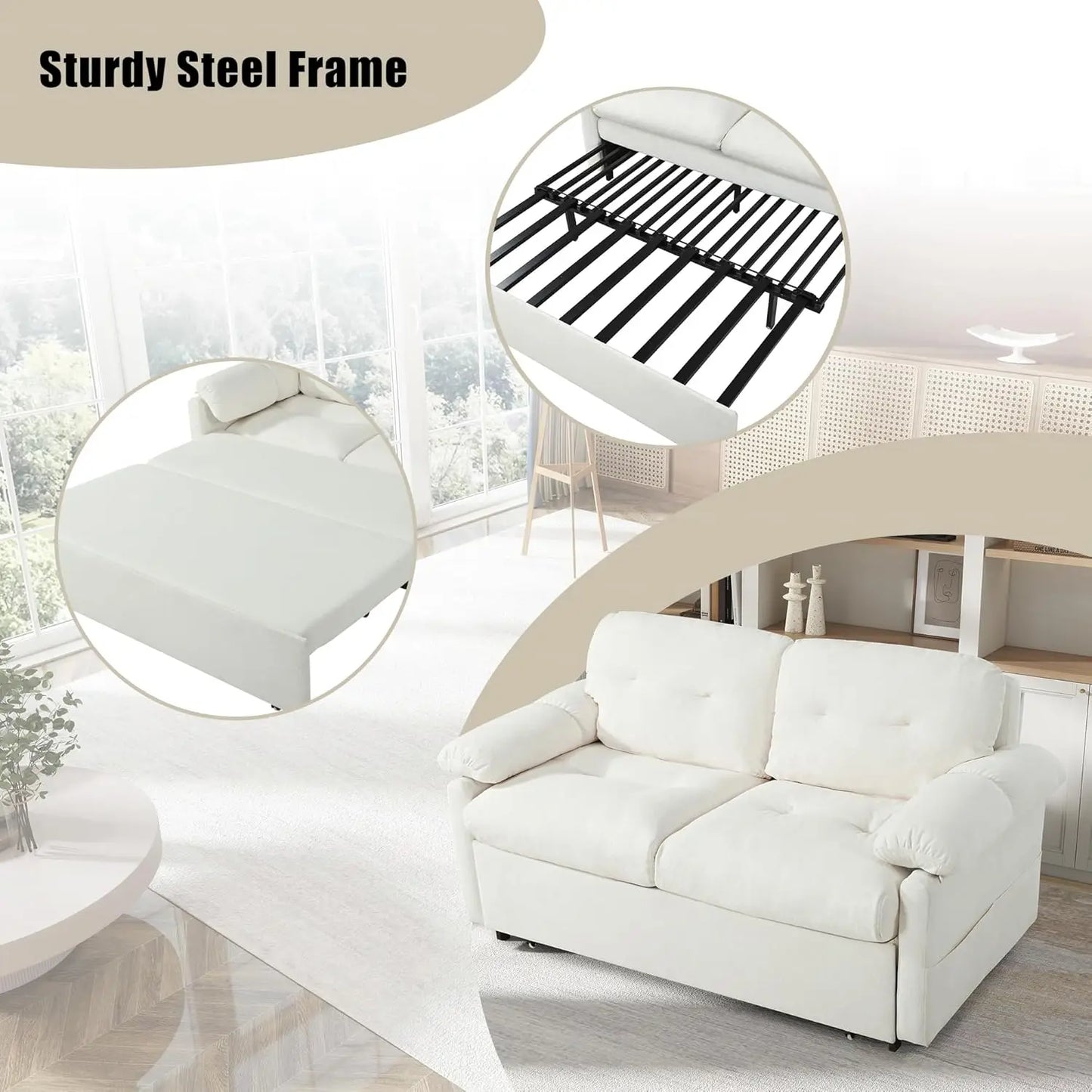 71.65" Convertible Pull-Out Sofa Bed – 3-in-1 Sleeper Couch for Small Apartment, Living Room & Bedroom – Queen-Size, Customized