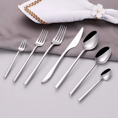 6/12/15/18/21 Pieces Sliver Cutlery Set Stainless Steel 304 Tableware Western Dinner Set Mirror Elegant Knife Fork Spoon