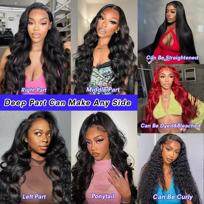 200 Density Body Wave Black Wigs Human Hair 30 Inch 13x6 Hd Lace Frontal Raw Human Hair Wig Brazilian 13x4 Lace Front Human Hair