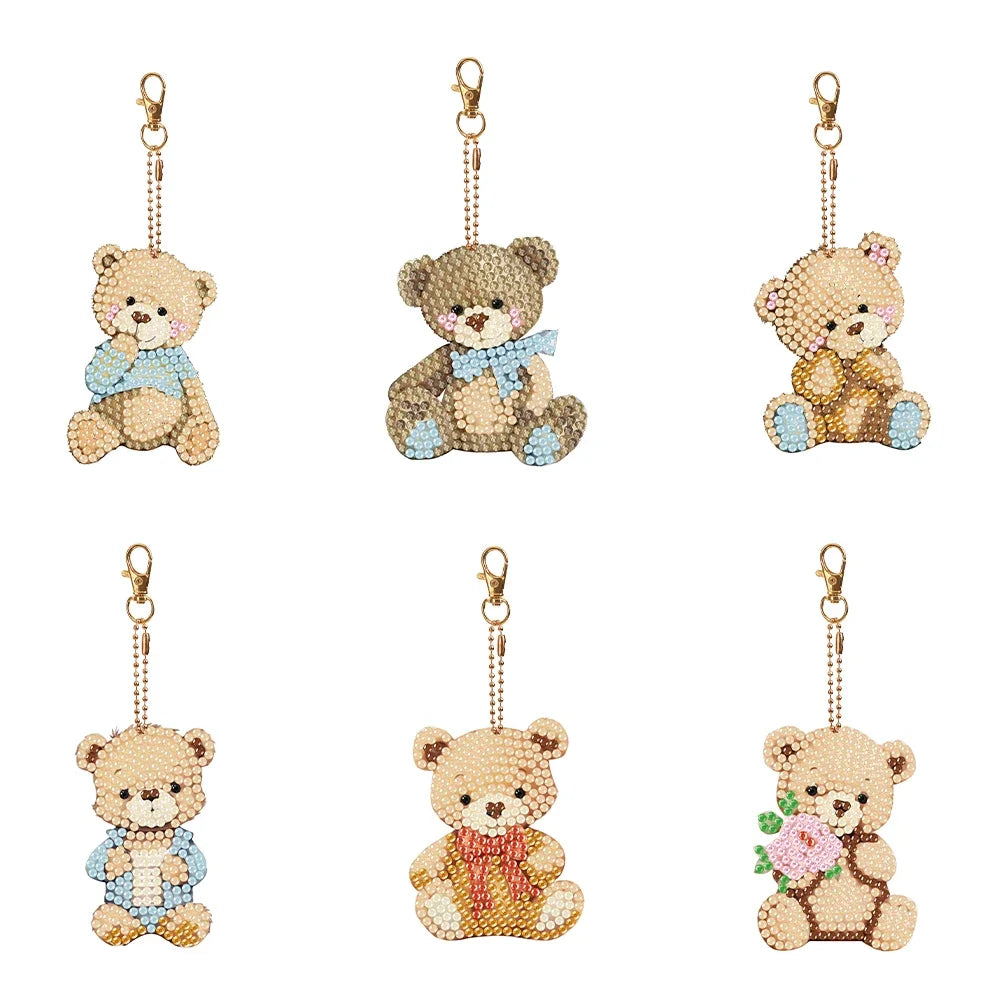 5/6PCS Diamond Painting Art Keychains Full Drill Keyring Butterfly Owl Double Sided Pendant Rhinestone Painting Pendant Ornament