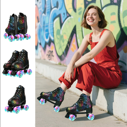 2025 Flashing Quad Roller Skates Adult Flashing 4 Wheels Skates For Women Men Outdoor Sports ice Skating Rink Quad Sneakers