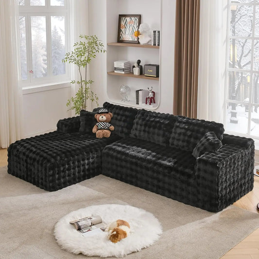 107’’ Boneless Slow-Rebound Memory Foam Couch, Cloud Sectional Couches for Living Room w/Upgraded Fabric, Deep Seat, Customized