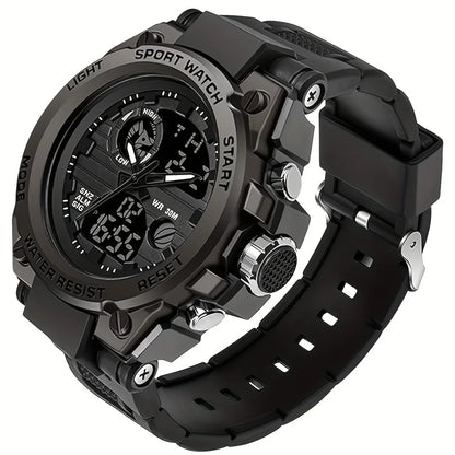 Watches for Men Watch Outdoor LED Stopwatch Digital Electronic Large Dual Display Tough Electronic Clock Wrist Watches for Men