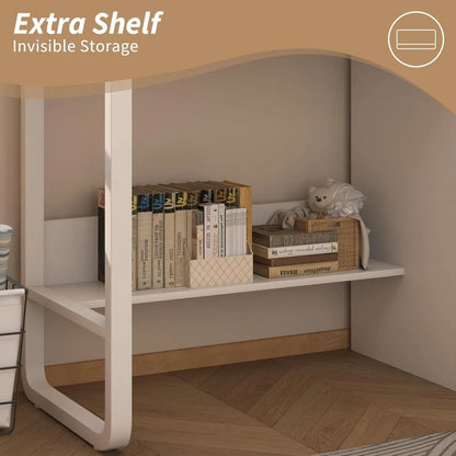 White Desk with 3 Drawers, 47 Inch Computer Desk with Drawers & Storage File Cabinet for Bedroom, Small Home Office Desk with